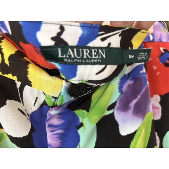 $298 Ralph Lauren Floral Hawaiian Flower Wide Leg Silky Summer Dress Pants 8P - Picture 15 of 16